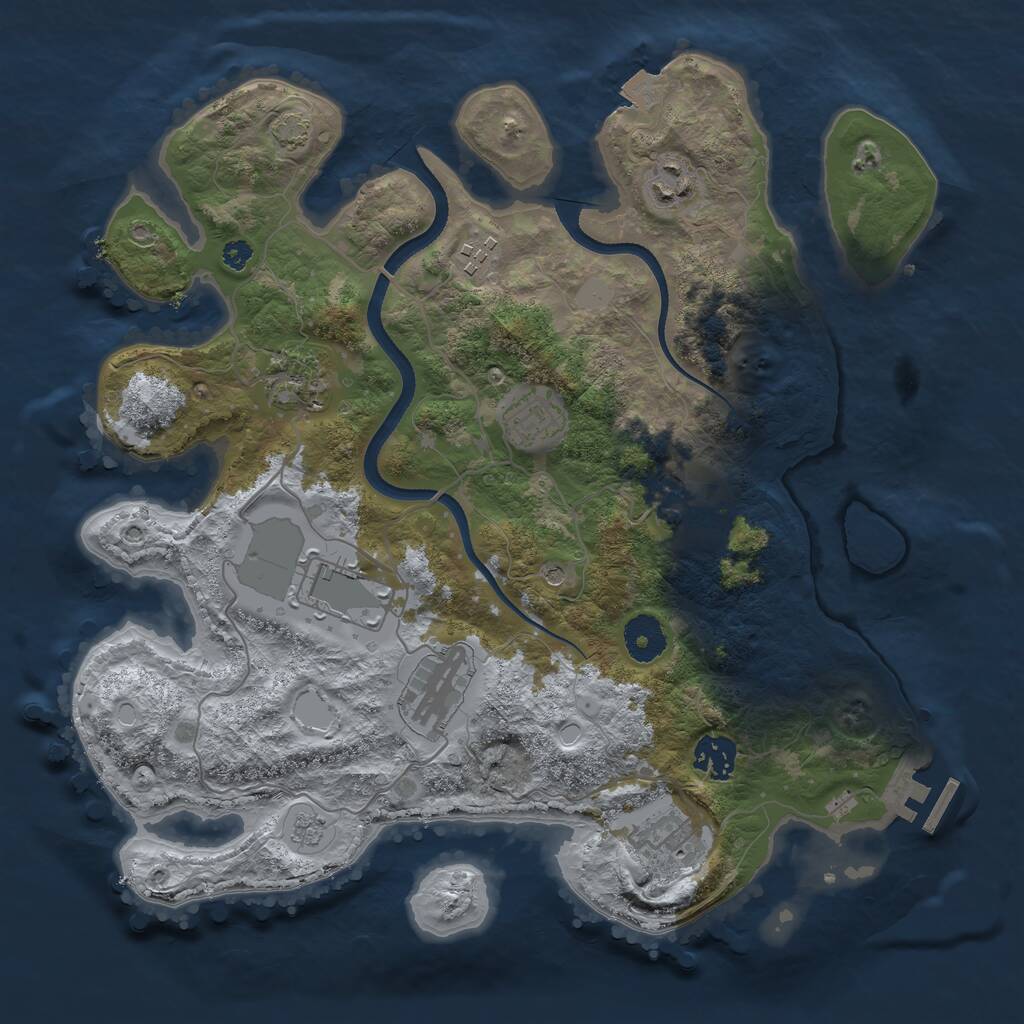 Rust Map: Procedural Map, Size: 3500, Seed: 39623060, 14 Monuments