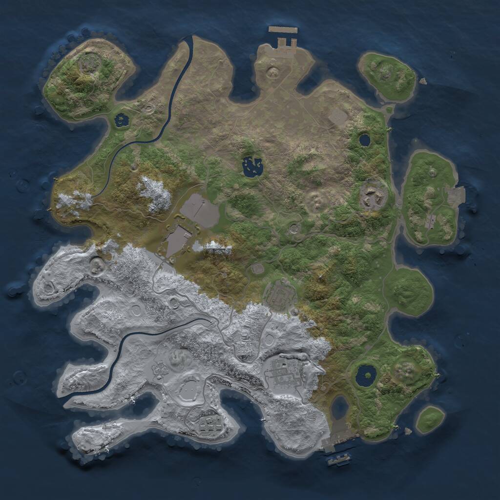 Rust Map: Procedural Map, Size: 3500, Seed: 12221028, 12 Monuments