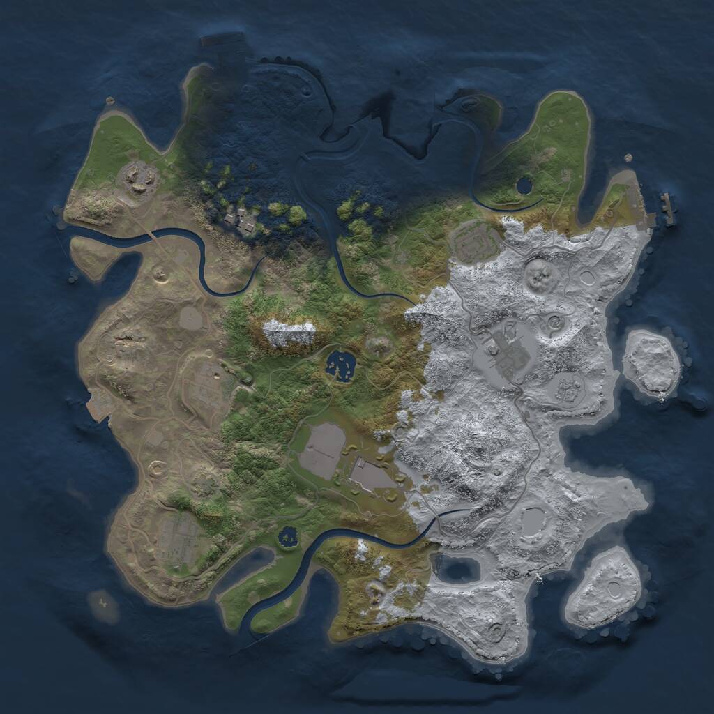 Rust Map: Procedural Map, Size: 3500, Seed: 42529329, 14 Monuments