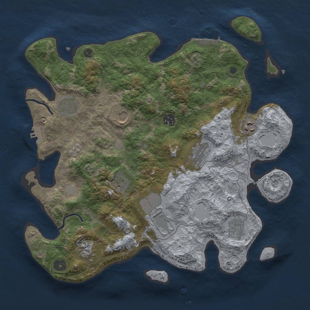 Rust Map: Procedural Map, Size: 3750, Seed: 675712592, 17 Monuments