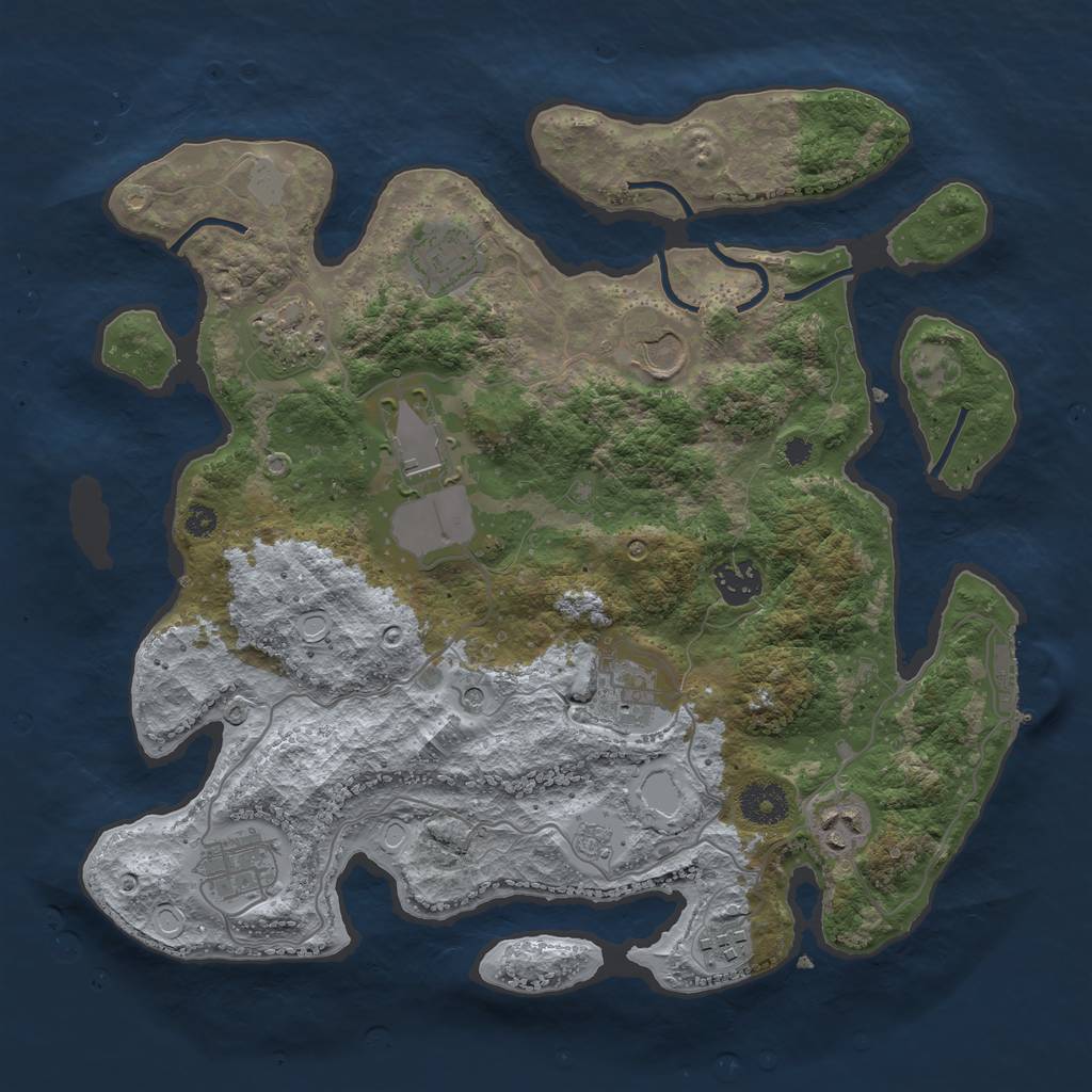 Rust Map: Procedural Map, Size: 3500, Seed: 23196999, 17 Monuments