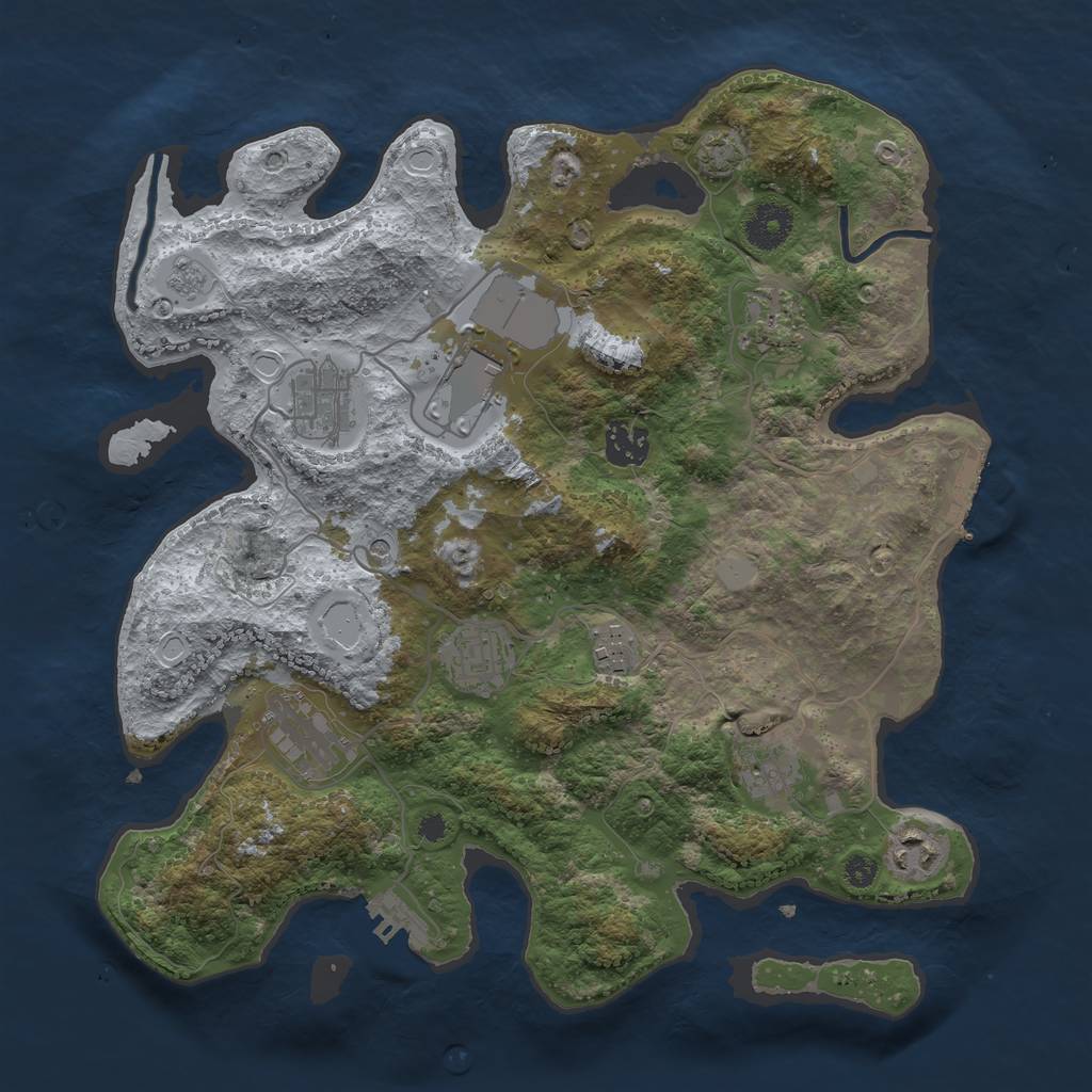Rust Map: Procedural Map, Size: 3500, Seed: 73109242, 17 Monuments