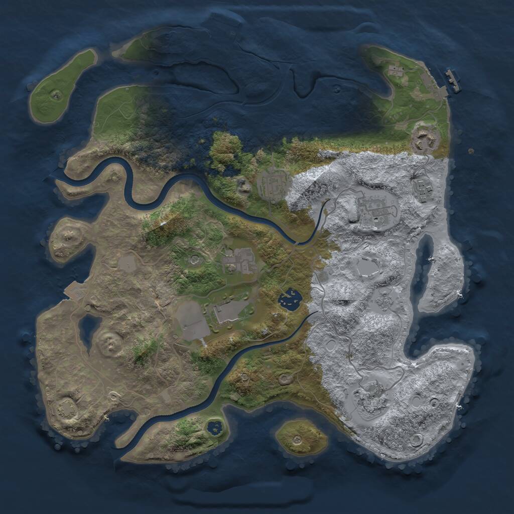 Rust Map: Procedural Map, Size: 3500, Seed: 12223367, 14 Monuments