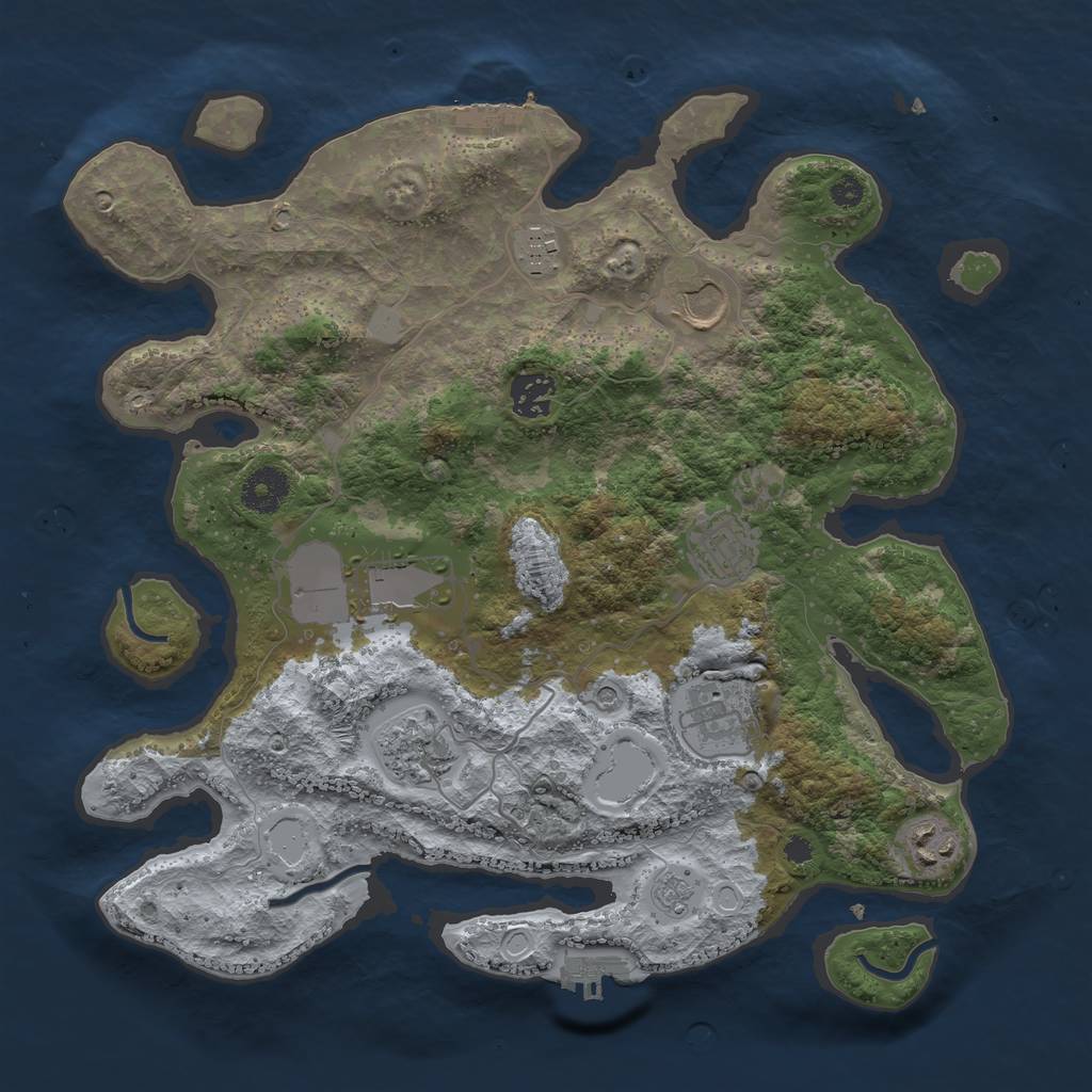 Rust Map: Procedural Map, Size: 3500, Seed: 71377776, 17 Monuments