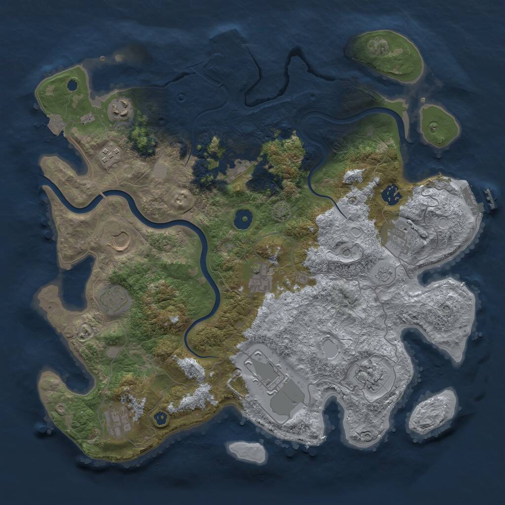 Rust Map: Procedural Map, Size: 3880, Seed: 675712592, 17 Monuments