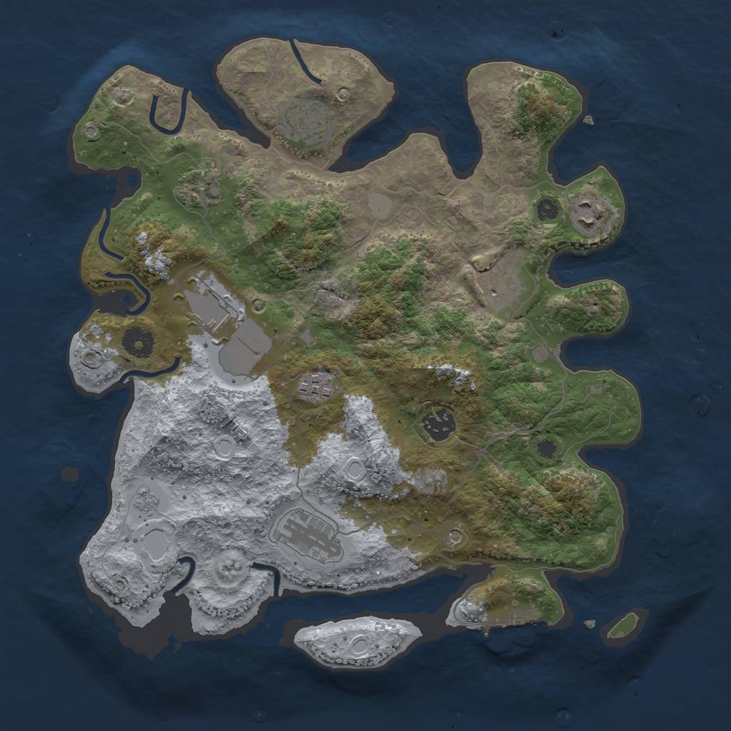 Rust Map: Procedural Map, Size: 3500, Seed: 33002112, 16 Monuments