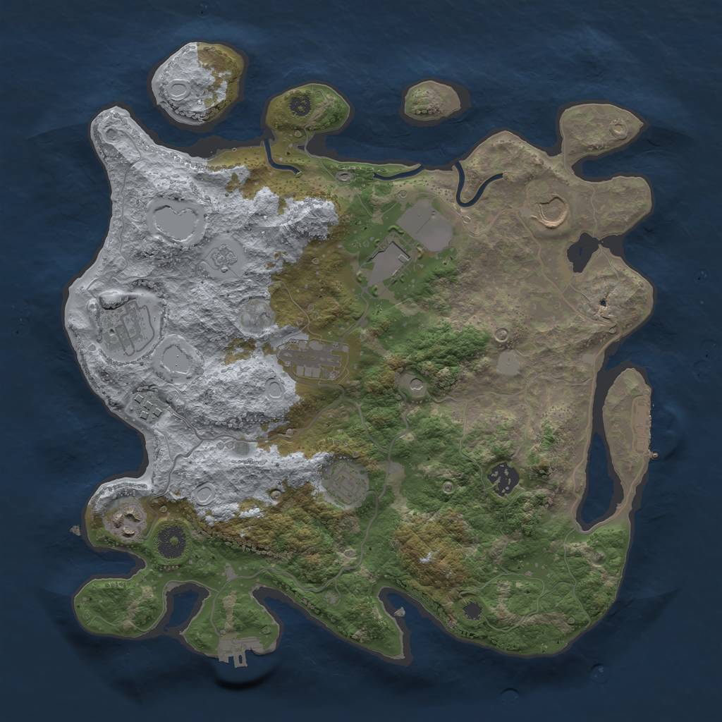 Rust Map: Procedural Map, Size: 3500, Seed: 52056547, 15 Monuments