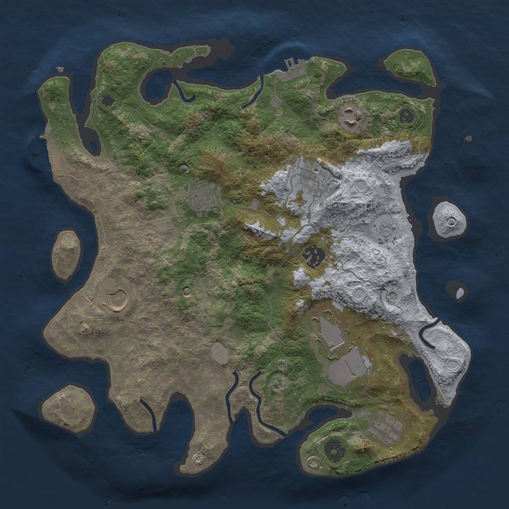 Rust Map: Procedural Map, Size: 3500, Seed: 17320479, 14 Monuments