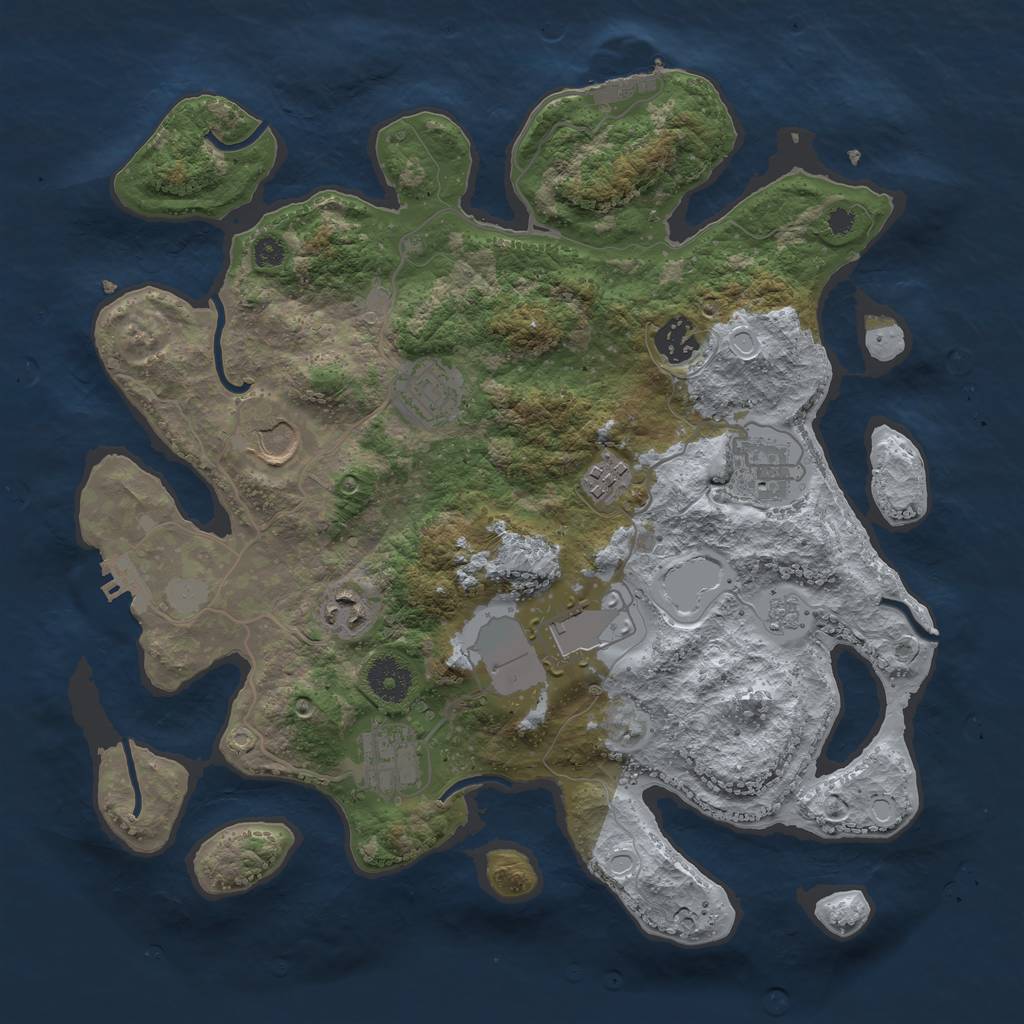 Rust Map: Procedural Map, Size: 3500, Seed: 937305274, 16 Monuments
