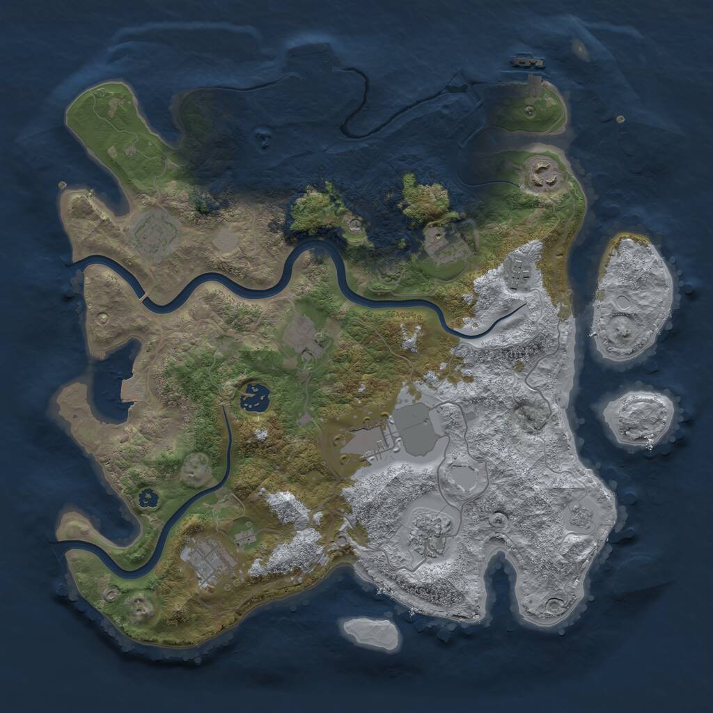 Rust Map: Procedural Map, Size: 3650, Seed: 675712592, 15 Monuments