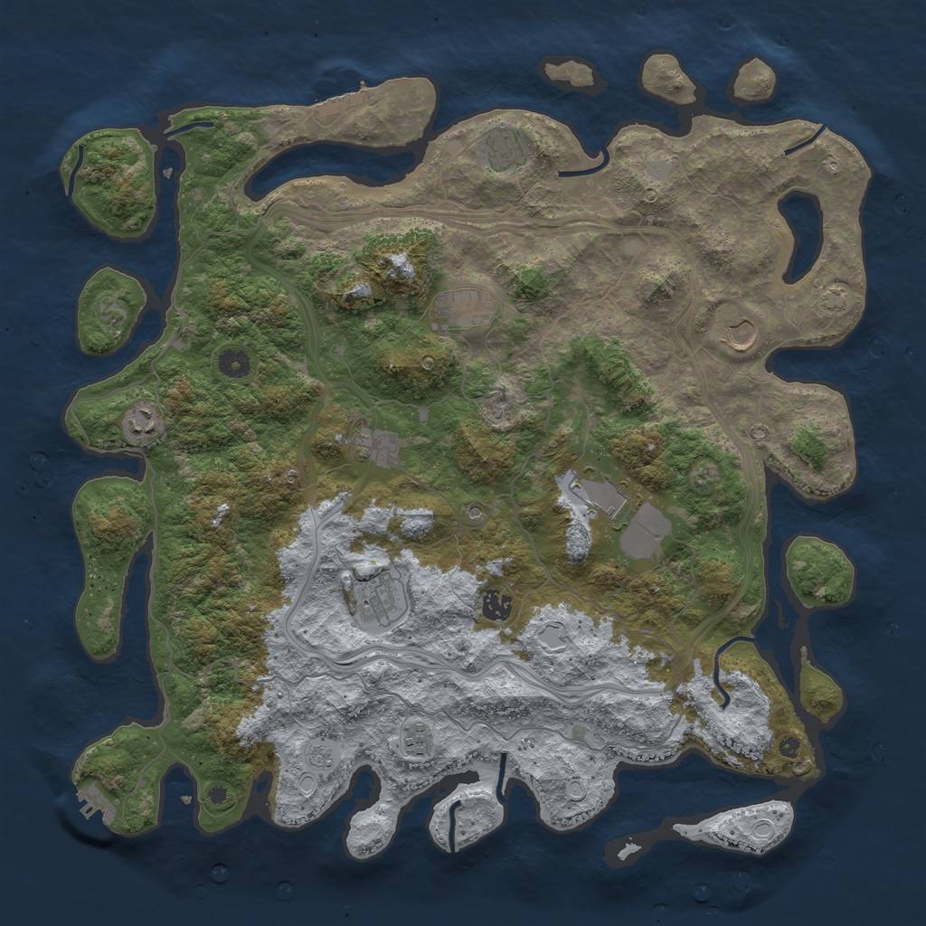 Rust Map: Procedural Map, Size: 4500, Seed: 1293168060, 17 Monuments