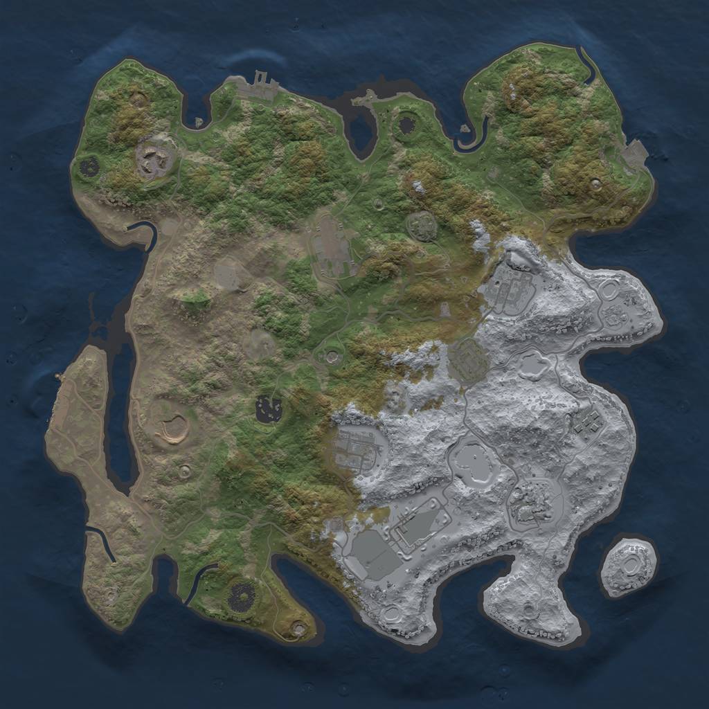 Rust Map: Procedural Map, Size: 3700, Seed: 749891068, 18 Monuments