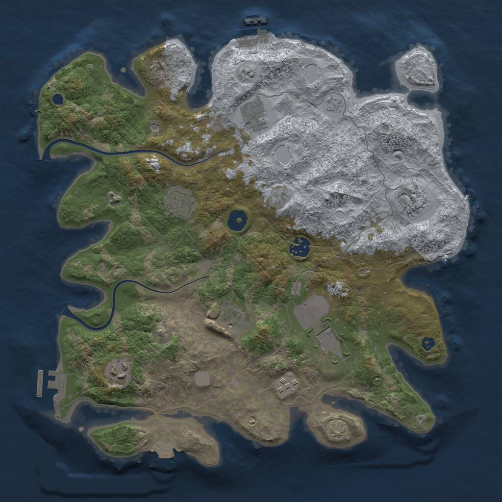 Rust Map: Procedural Map, Size: 3700, Seed: 1029009837, 14 Monuments