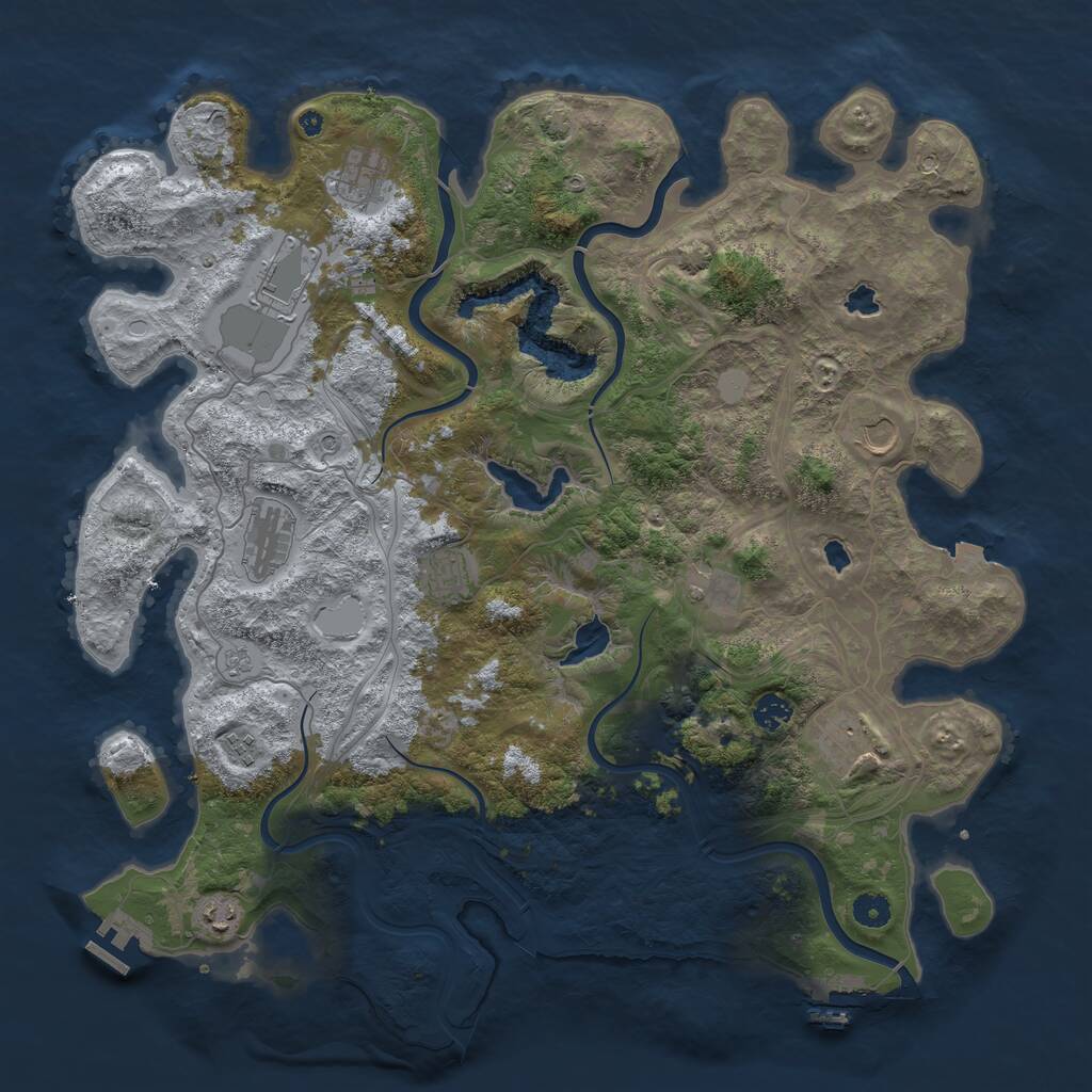 Rust Map: Procedural Map, Size: 4500, Seed: 256348, 16 Monuments