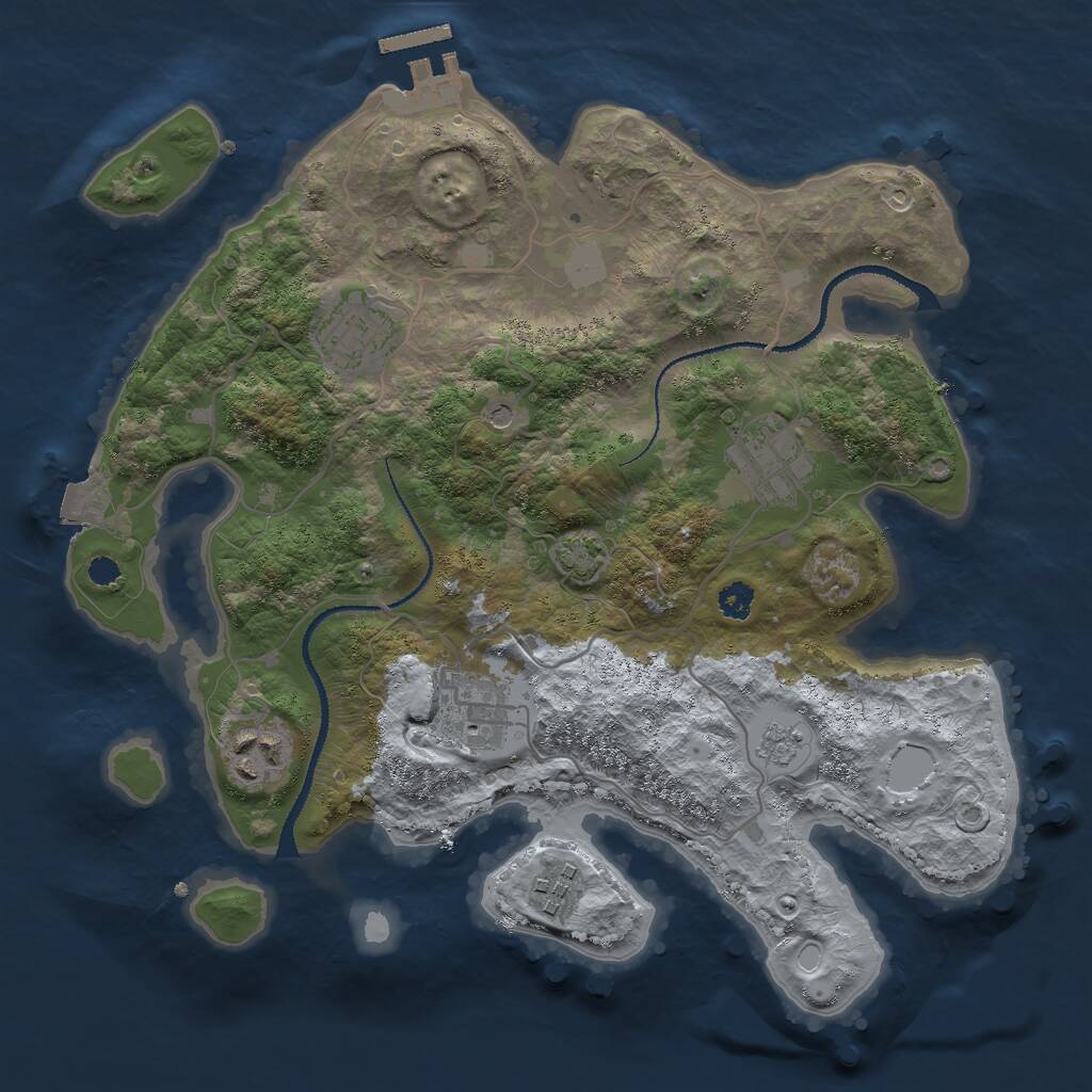 Rust Map: Procedural Map, Size: 3000, Seed: 1587942175, 10 Monuments