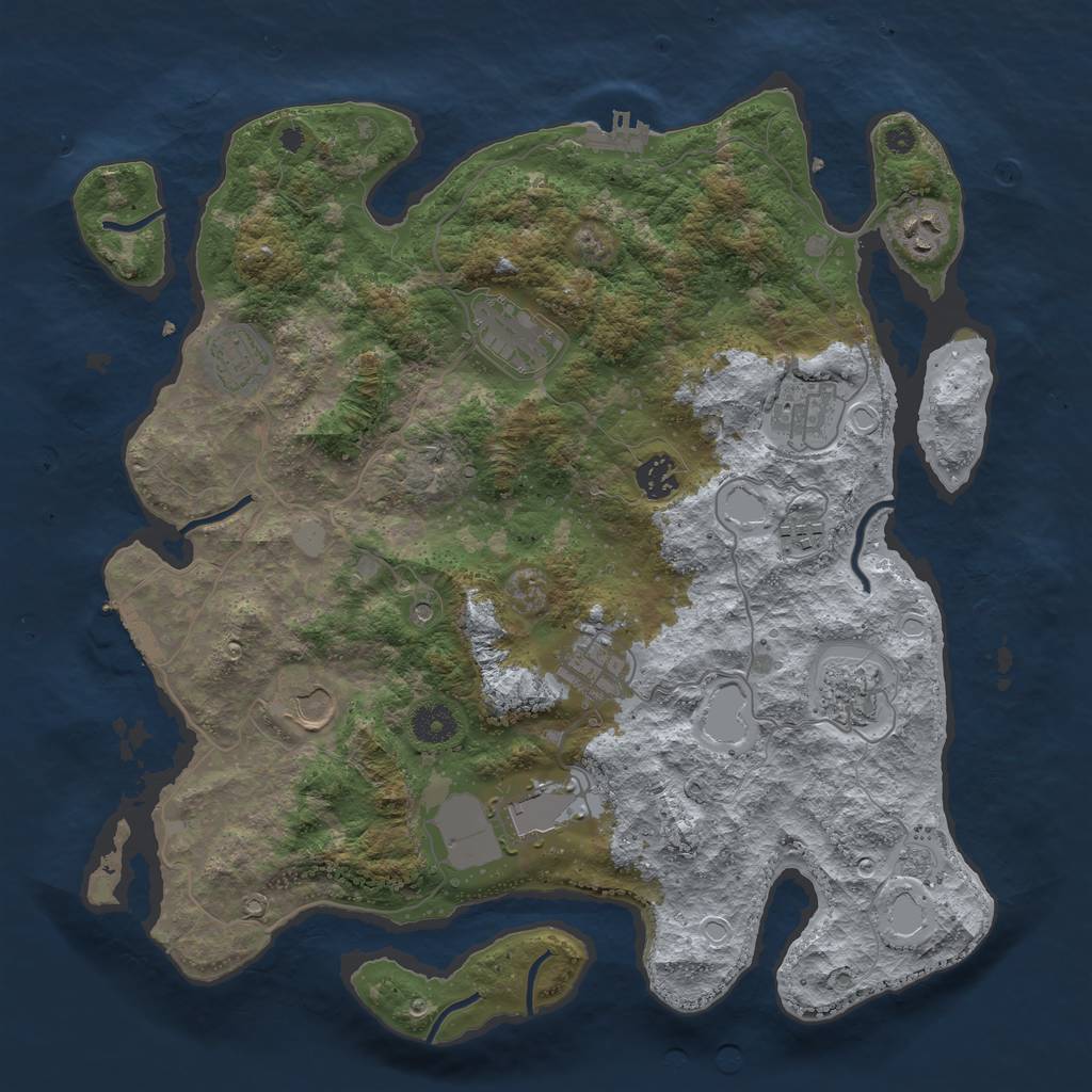 Rust Map: Procedural Map, Size: 3850, Seed: 47113741, 17 Monuments