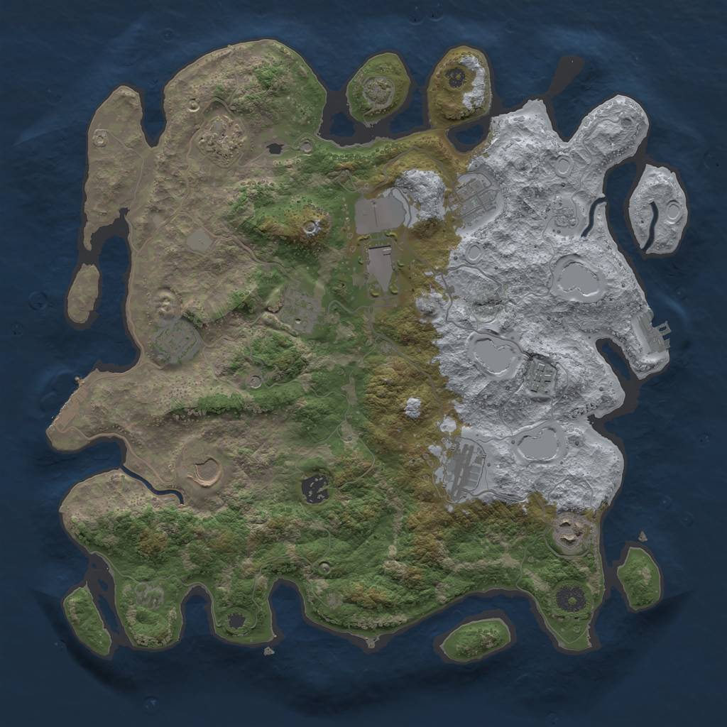 Rust Map: Procedural Map, Size: 3800, Seed: 14497734, 18 Monuments
