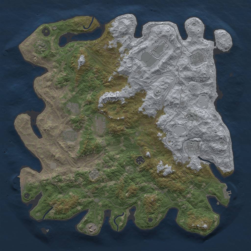 Rust Map: Procedural Map, Size: 4500, Seed: 725826486, 19 Monuments
