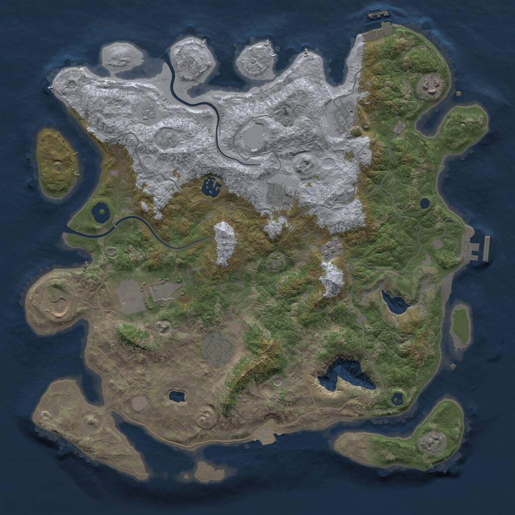 Rust Map: Procedural Map, Size: 4000, Seed: 744222978, 14 Monuments