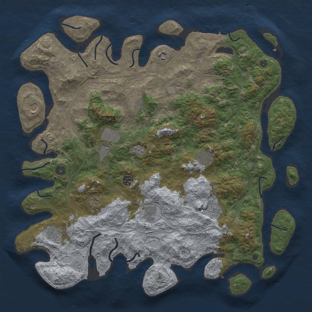 Rust Map: Procedural Map, Size: 4600, Seed: 75000, 18 Monuments