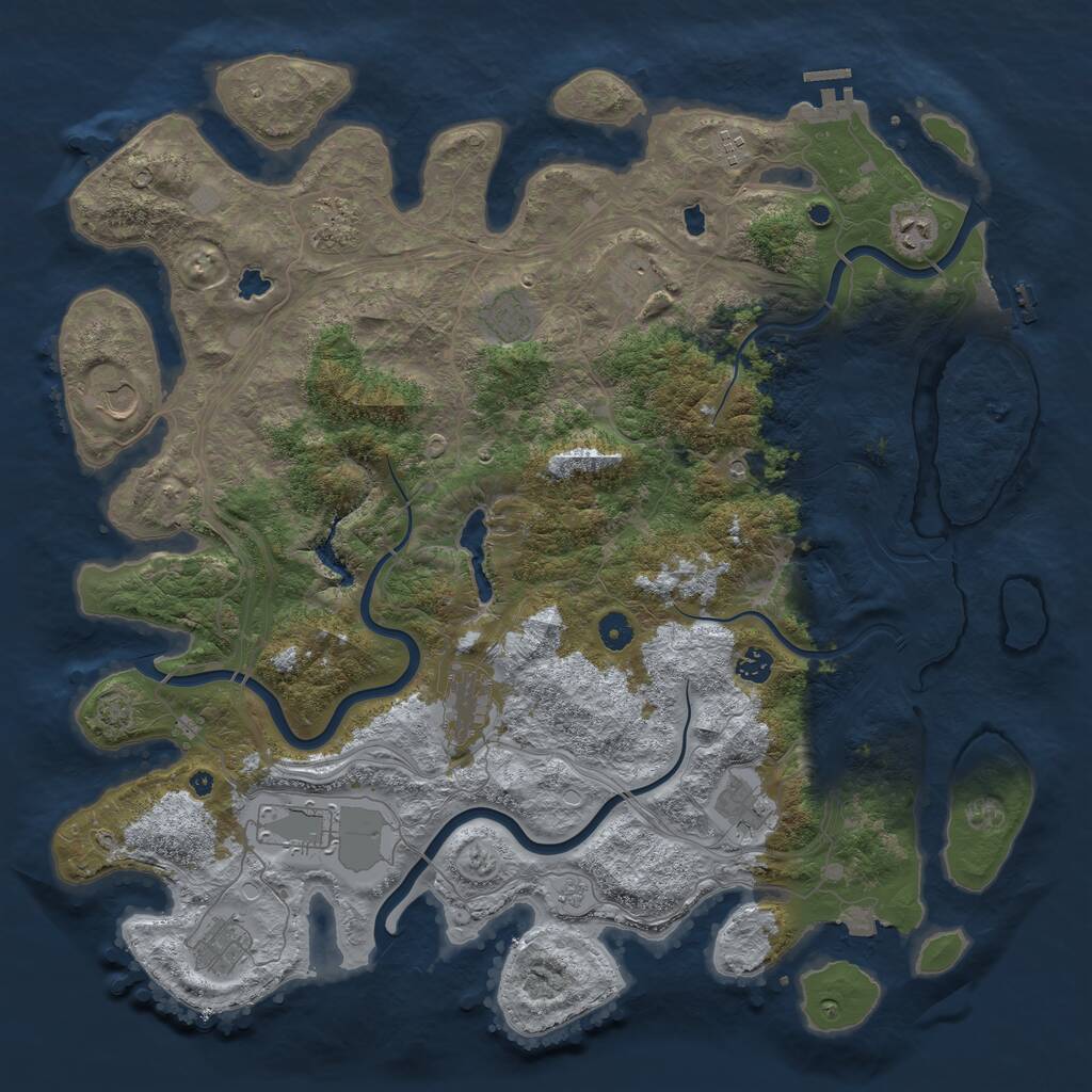 Rust Map: Procedural Map, Size: 4600, Seed: 75000, 17 Monuments