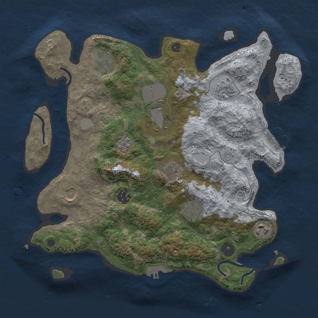 Rust Map: Procedural Map, Size: 3500, Seed: 221873582, 18 Monuments
