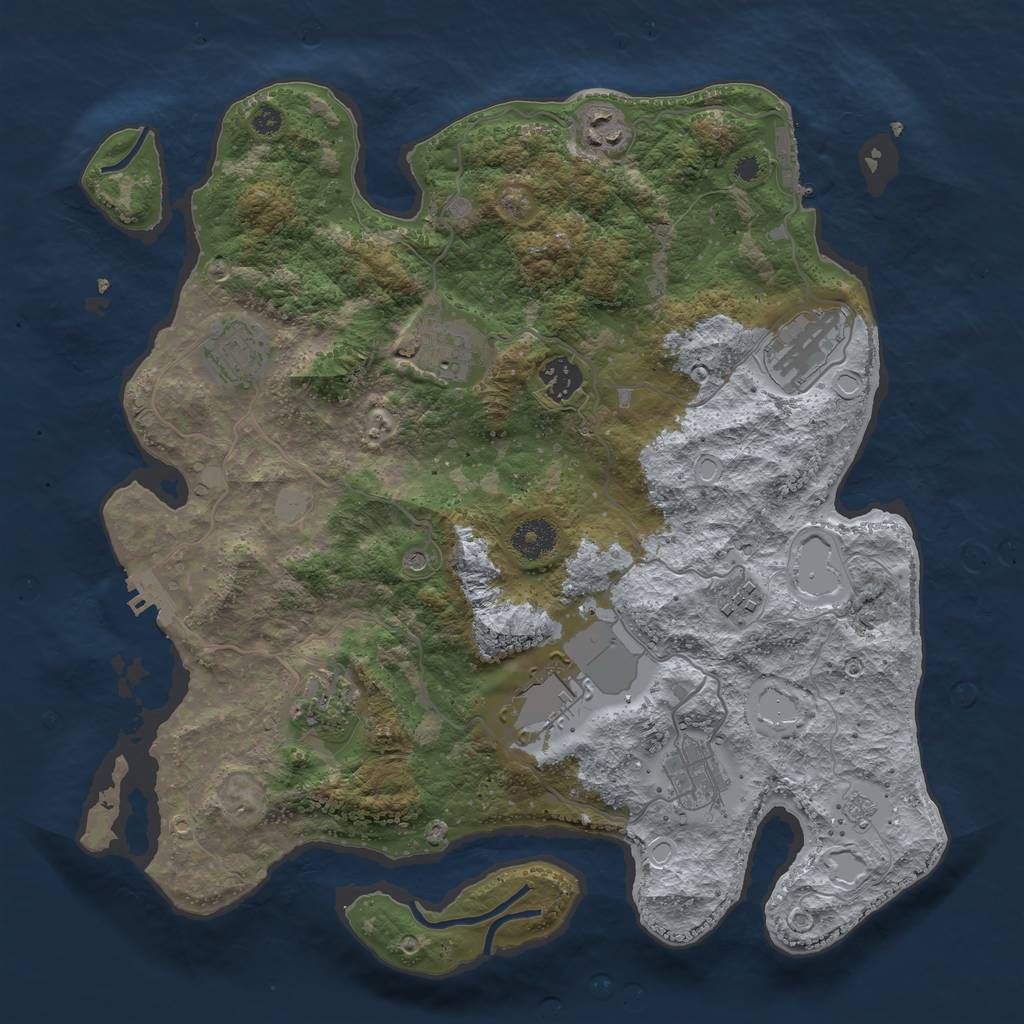 Rust Map: Procedural Map, Size: 3666, Seed: 47113741, 16 Monuments