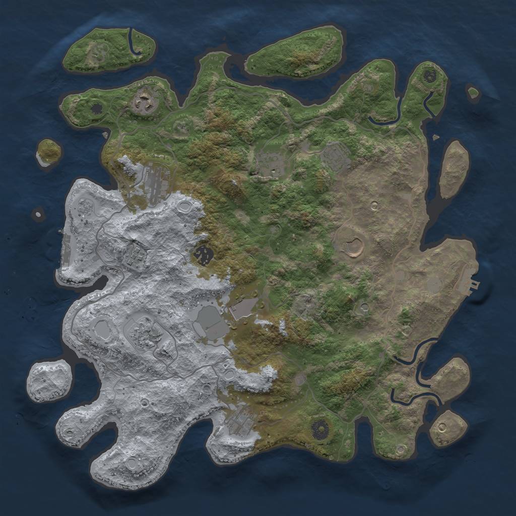 Rust Map: Procedural Map, Size: 4000, Seed: 261755659, 17 Monuments