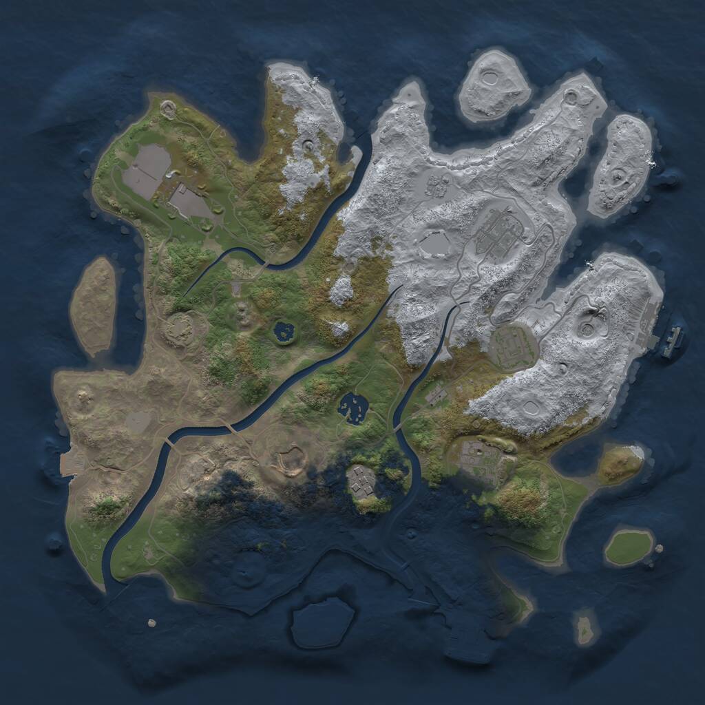 Rust Map: Procedural Map, Size: 3500, Seed: 56546454, 13 Monuments
