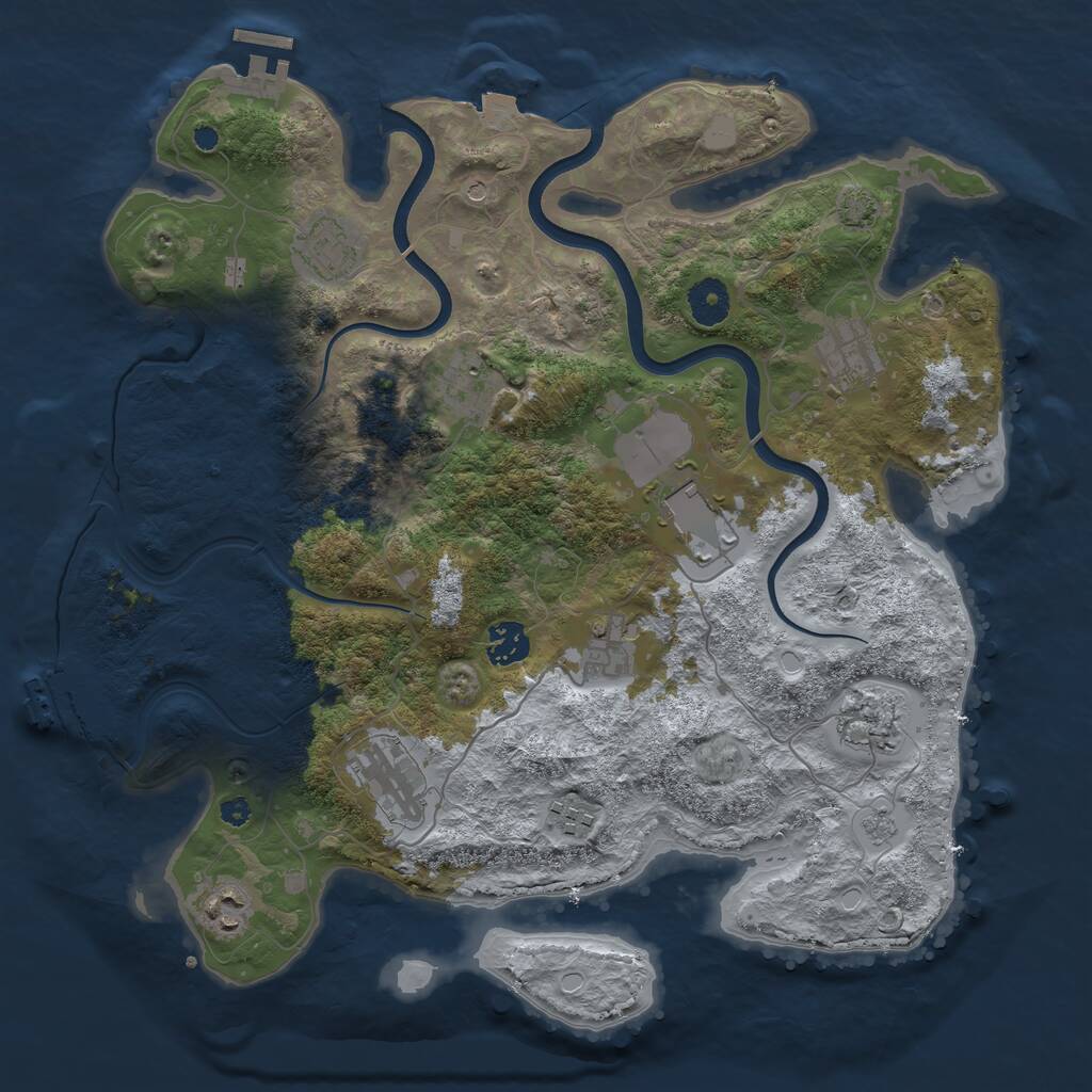 Rust Map: Procedural Map, Size: 3700, Seed: 23982893, 16 Monuments