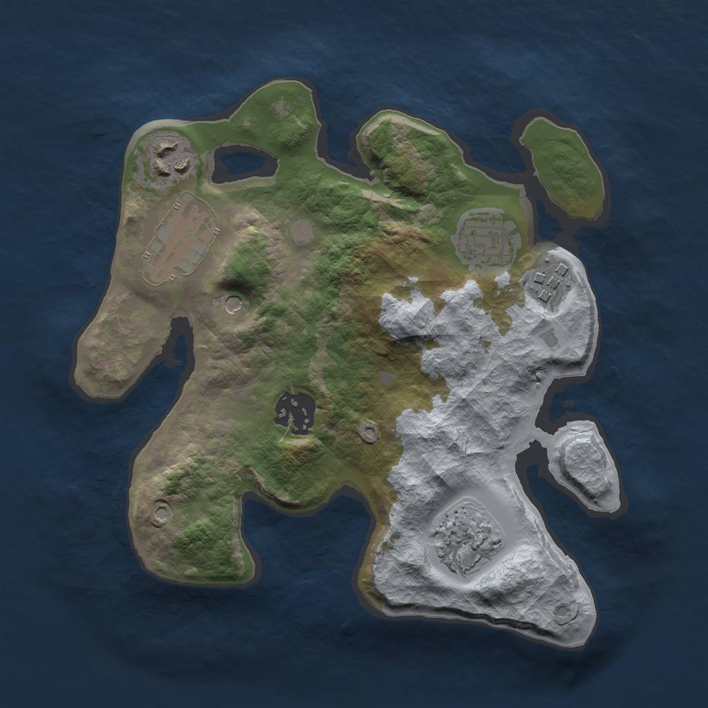 Rust Map: Barren, Size: 2500, Seed: 12341, 9 Monuments