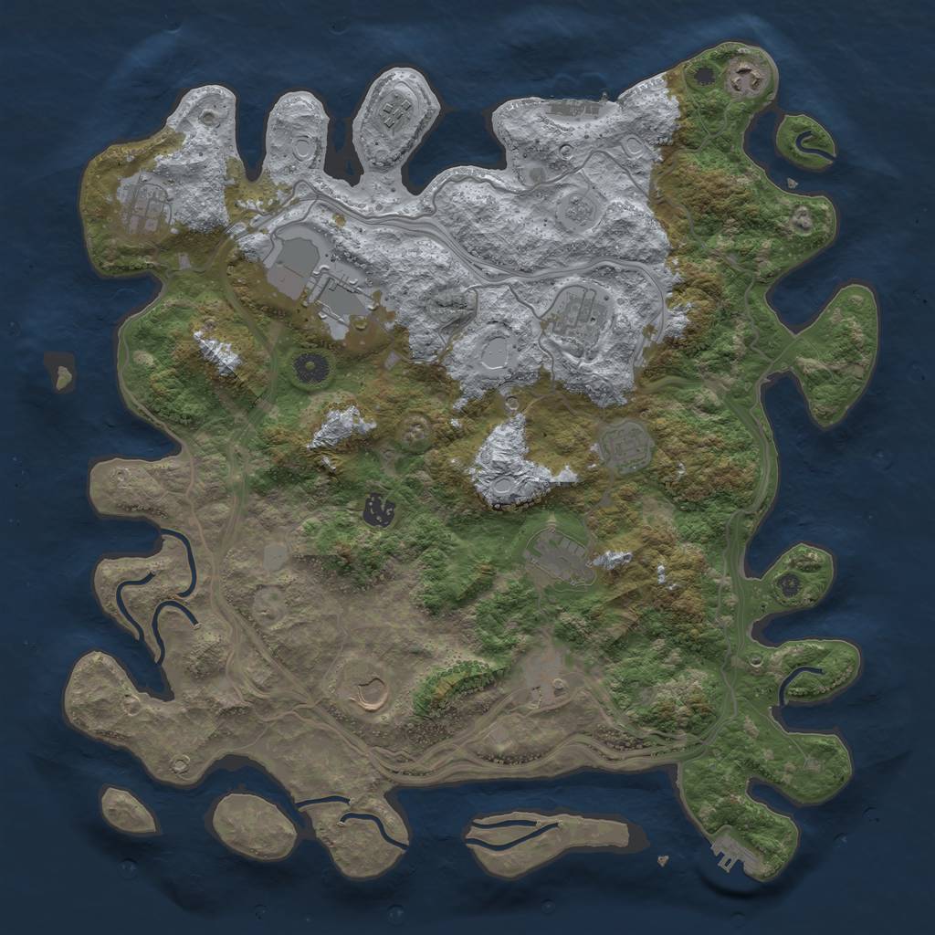 Rust Map: Procedural Map, Size: 4250, Seed: 1372423245, 17 Monuments