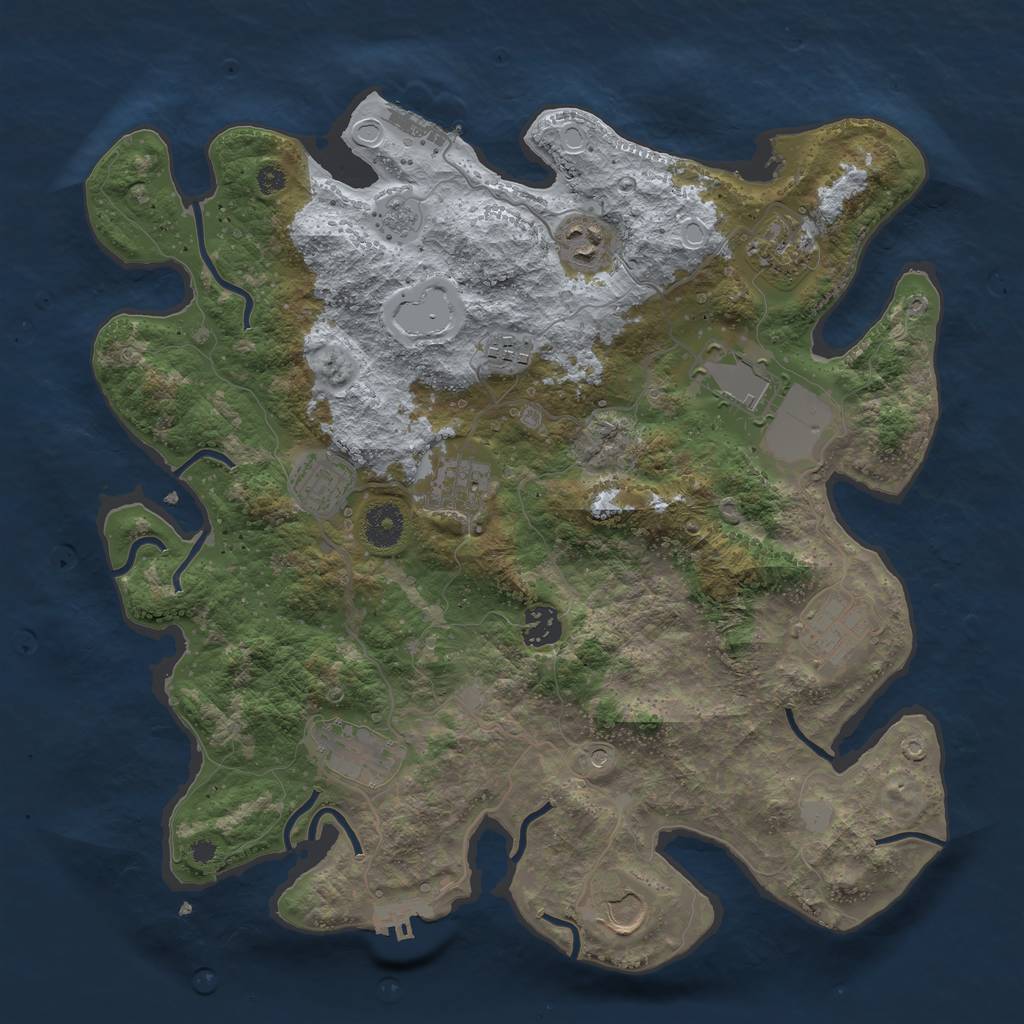 Rust Map: Procedural Map, Size: 3700, Seed: 1279370140, 17 Monuments