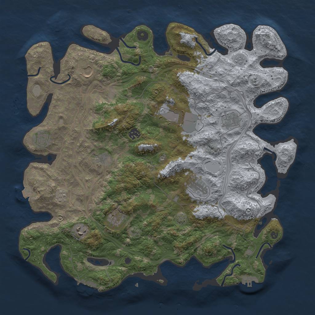 Rust Map: Procedural Map, Size: 4250, Seed: 1818470834, 18 Monuments