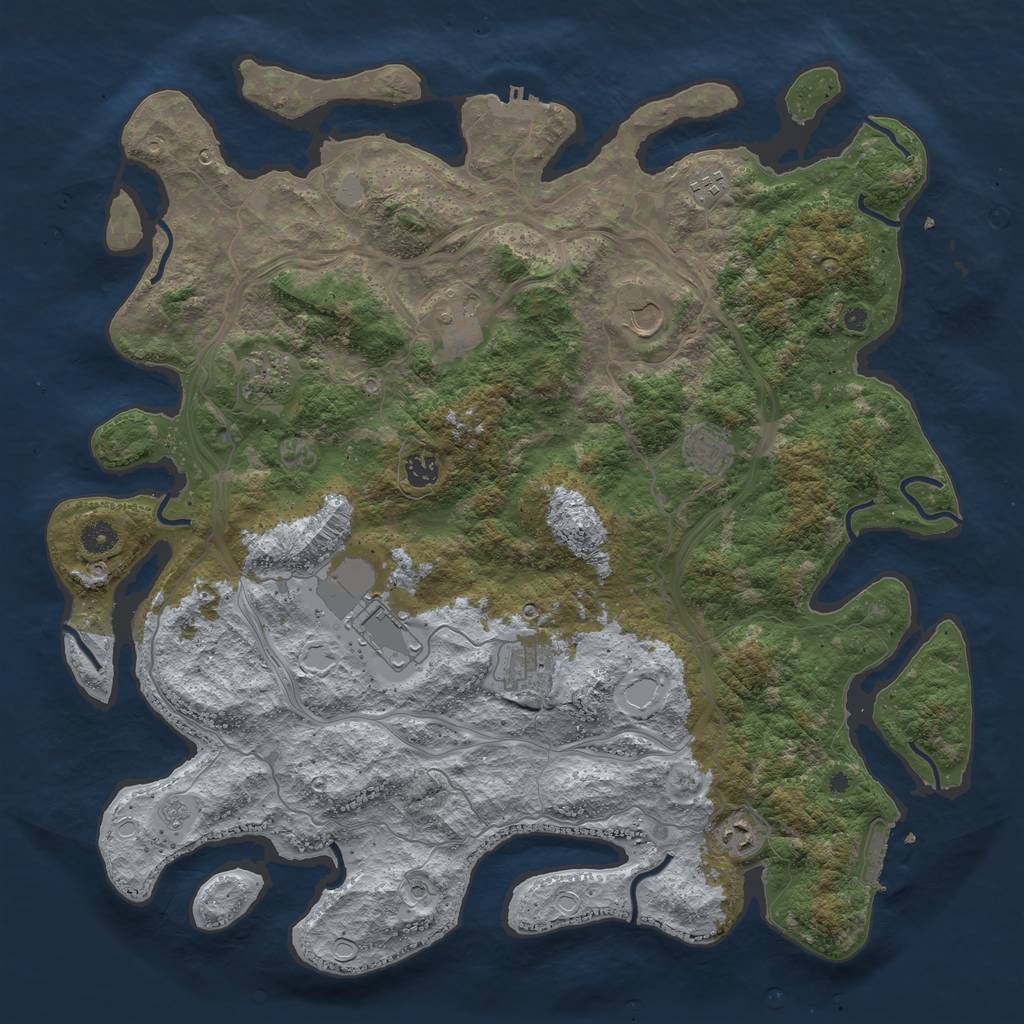 Rust Map: Procedural Map, Size: 4500, Seed: 69675754, 16 Monuments