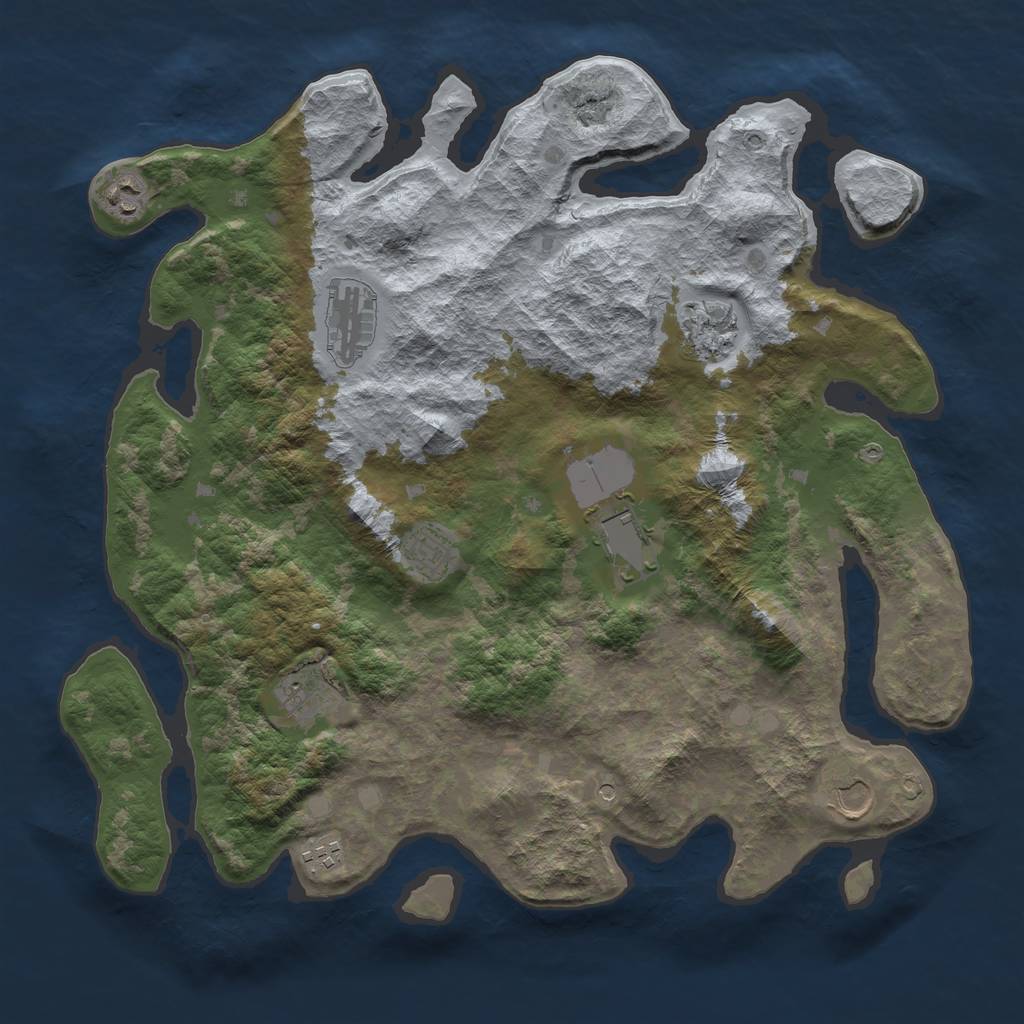 Rust Map: Barren, Size: 4000, Seed: 2345535, 11 Monuments