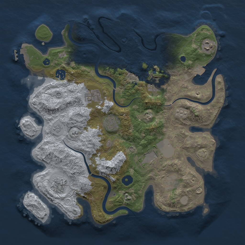 Rust Map: Procedural Map, Size: 3500, Seed: 116669546, 15 Monuments