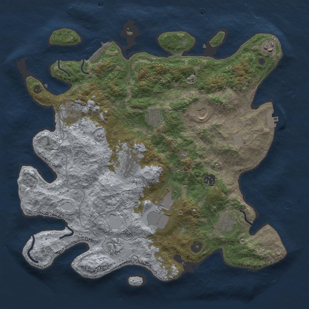 Rust Map: Procedural Map, Size: 3950, Seed: 22842897, 19 Monuments