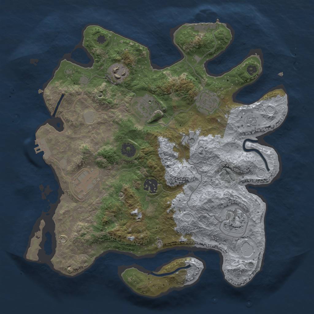 Rust Map: Procedural Map, Size: 3200, Seed: 47113741, 13 Monuments