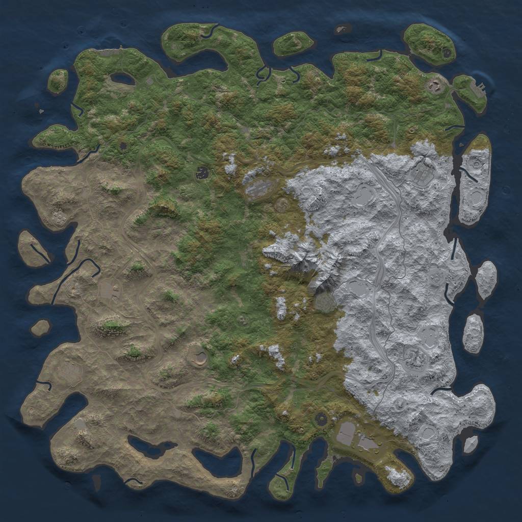 Rust Map: Procedural Map, Size: 6000, Seed: 117535780, 18 Monuments