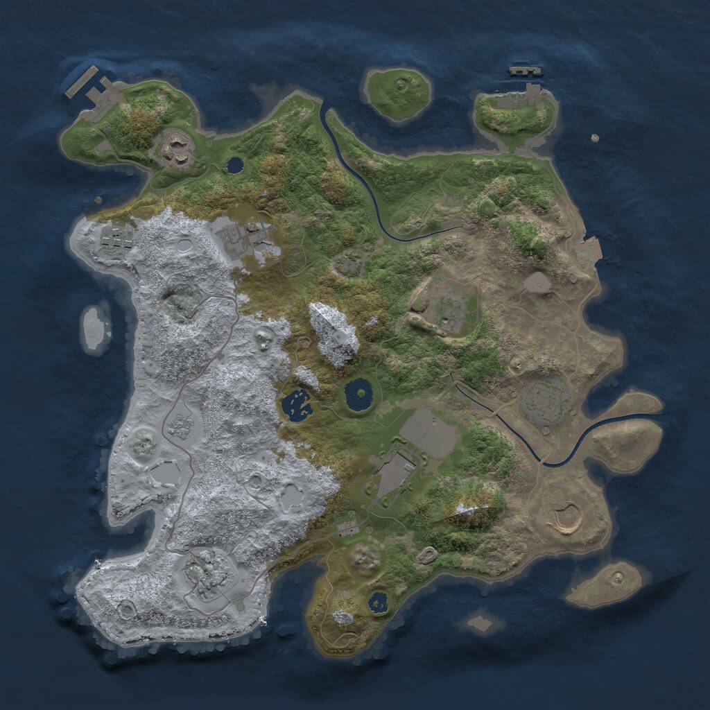 Rust Map: Procedural Map, Size: 3500, Seed: 581962318, 14 Monuments