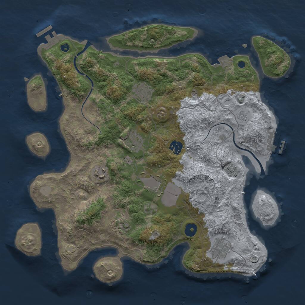 Rust Map: Procedural Map, Size: 3500, Seed: 597835614, 14 Monuments