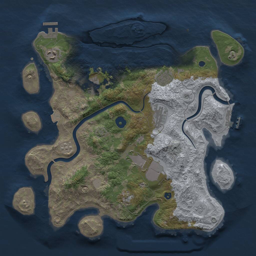 Rust Map: Procedural Map, Size: 3500, Seed: 597835614, 13 Monuments