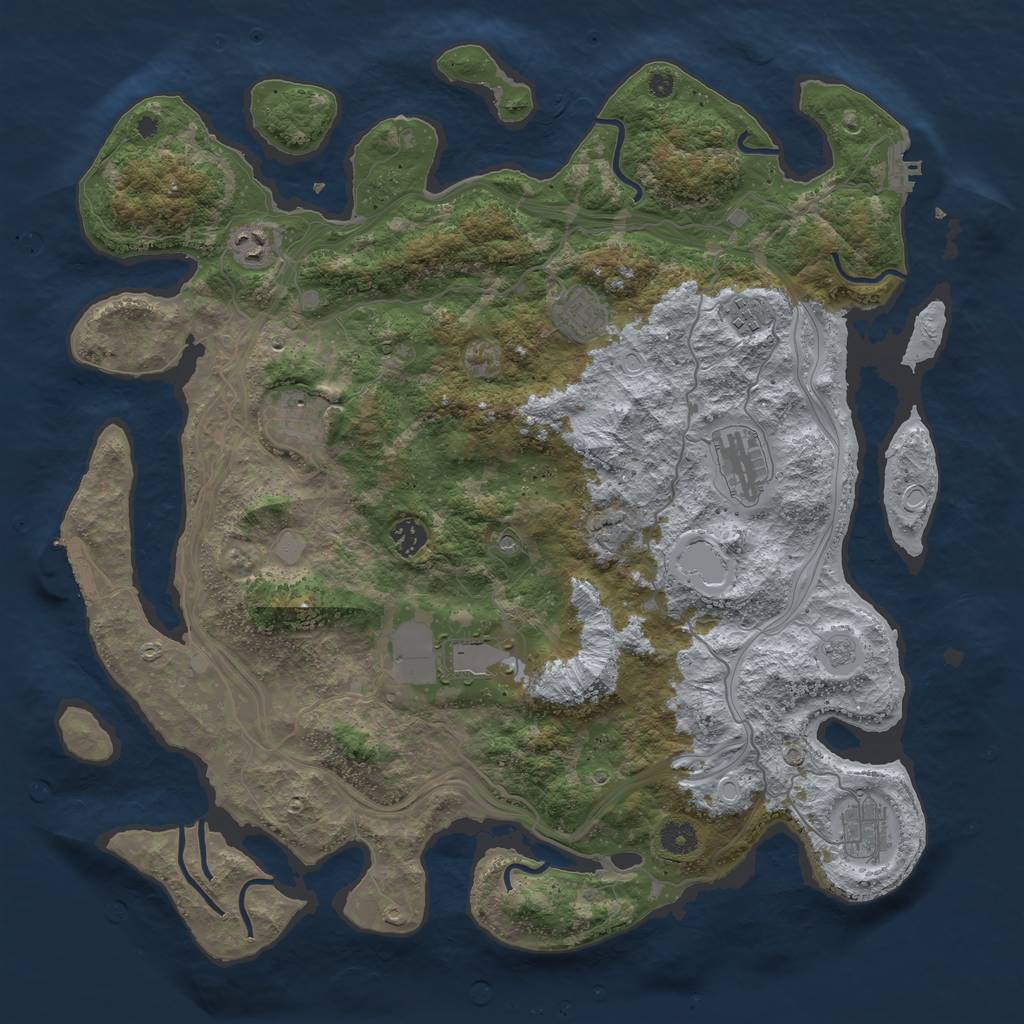 Rust Map: Procedural Map, Size: 4300, Seed: 1203644481, 17 Monuments