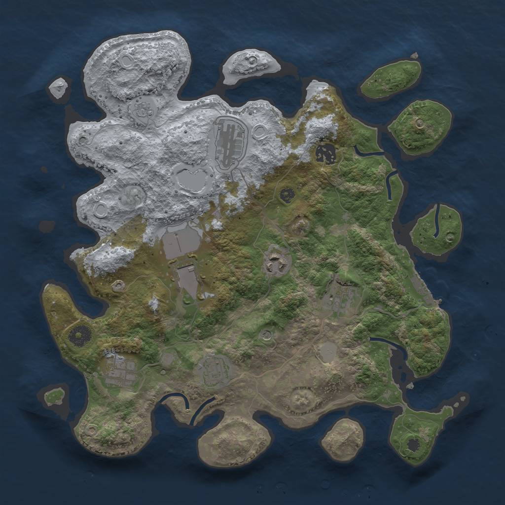 Rust Map: Procedural Map, Size: 3500, Seed: 677322077, 13 Monuments