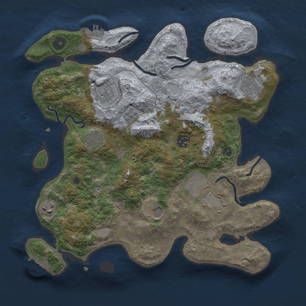 Rust Map: Procedural Map, Size: 3500, Seed: 905104546, 15 Monuments