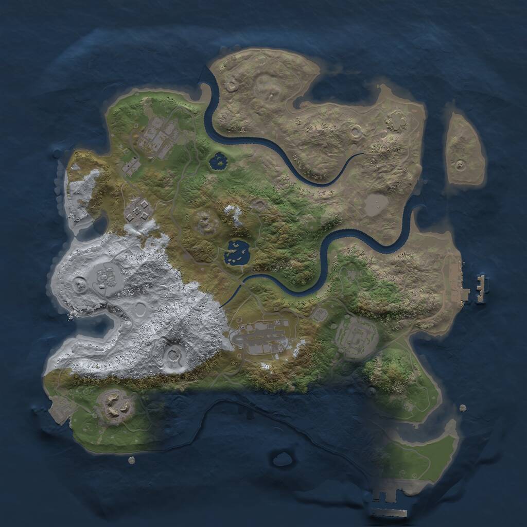 Rust Map: Procedural Map, Size: 3000, Seed: 44996, 12 Monuments