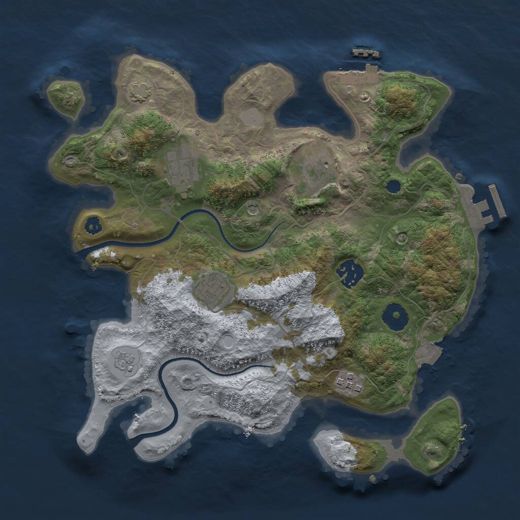 Rust Map: Procedural Map, Size: 3000, Seed: 53711080, 11 Monuments