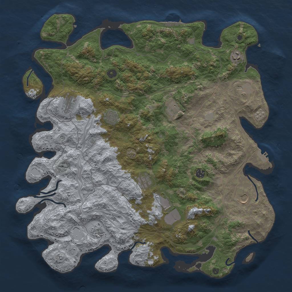 Rust Map: Procedural Map, Size: 4700, Seed: 713850670, 18 Monuments