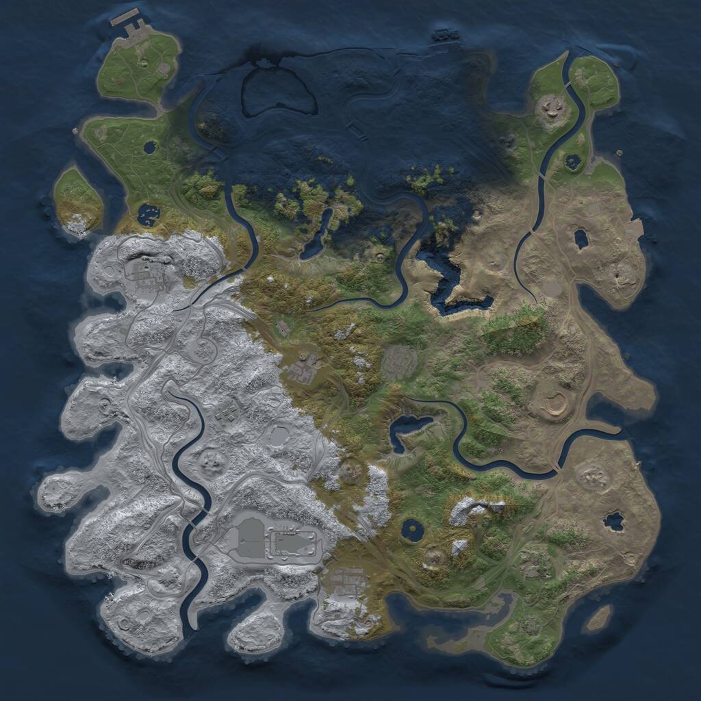 Rust Map: Procedural Map, Size: 4700, Seed: 713850670, 16 Monuments
